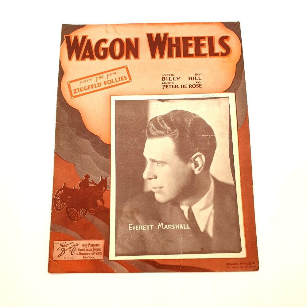 Vintage Sheet Music Wagon Wheels 1934 Voice Piano Ukulele Hill De Rose Western